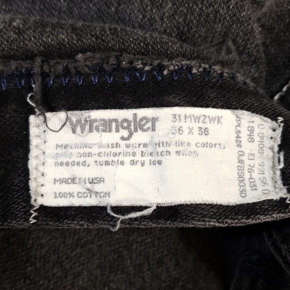 Wrangler Mens Jeans 36x38 Black Straight Leg Denim 31MW2WK Vintage Made in USA - Picture 7 of 12